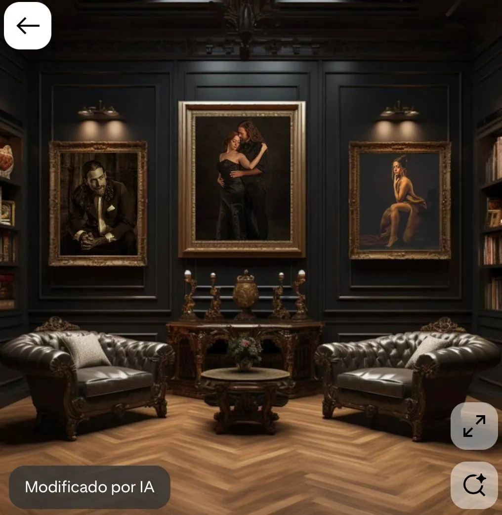 Ambiente clásico contemporáneo con sofás Chester